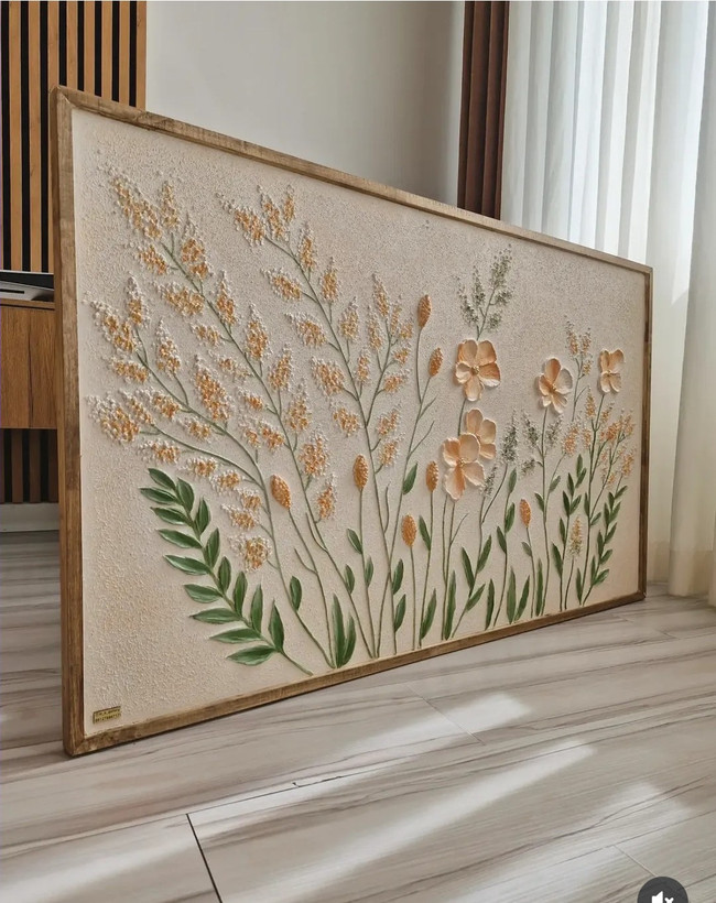 تابلو گل برجسته دست ساز گل بهاری